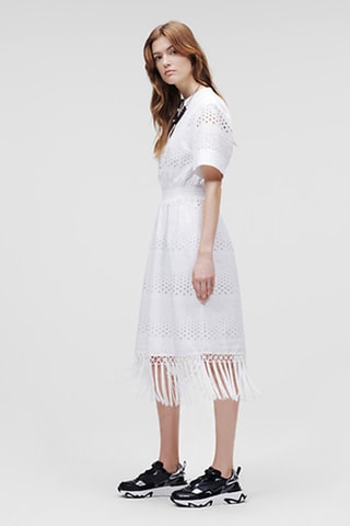 Robe droite en broderie anglaise - Blanc