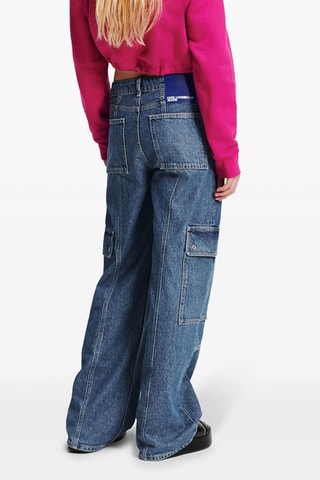 Jean cargo en coton biologique - Bleu foncé