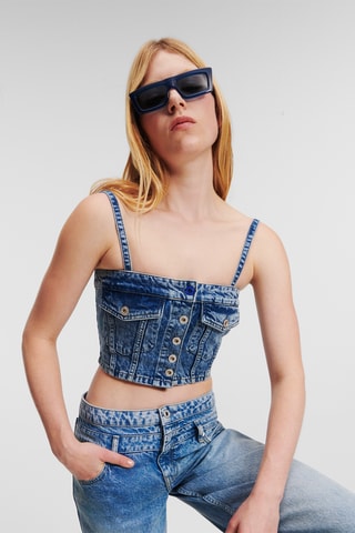 Crop top en jean - Bleu
