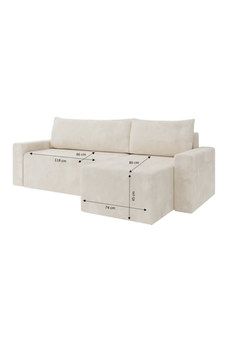 Canapé d'angle réversible et convertible Teo - Beige - 4 places - En tissu velours côtelé