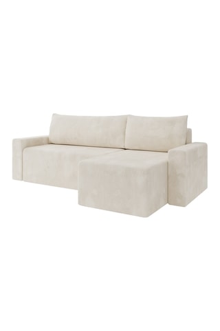Canapé d'angle réversible convertible Teo - Beige - 4 places - En tissu velours côtelé