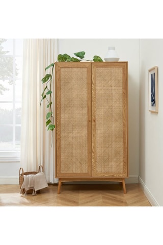 Armoire 2 portes Ines - Effet chêne et naturel