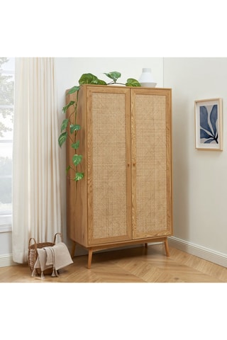Armoire 2 portes Ines - Effet chêne et naturel