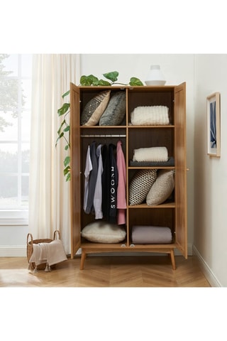 Armoire 2 portes Ines - Effet chêne et naturel