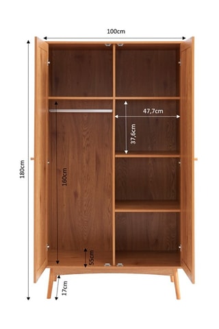 Armoire 2 portes Ines - Effet chêne et naturel