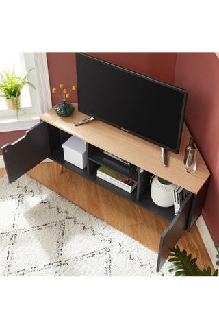 Meuble TV d'angle 2 portes Lyna - Anthracite