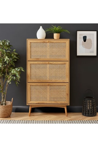 Meuble à chaussures Inès - 
Imitation chêne et naturel