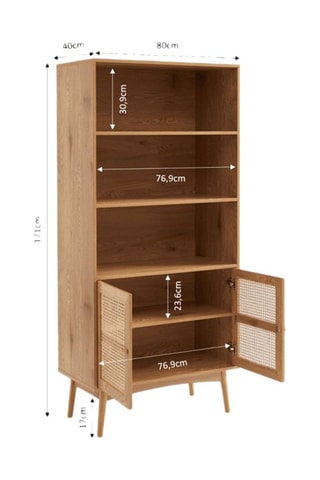 Bibliothèque 2 portes Ines - Imitation chêne - 80 x 171 x 40 cm