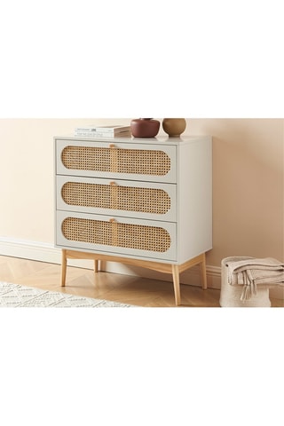 Commode 3 tiroirs Sixtine - Gris perle et naturel