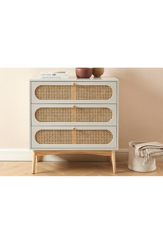 Commode 3 tiroirs Sixtine - Gris perle et naturel