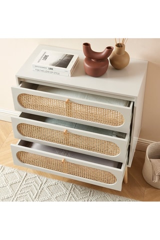 Commode 3 tiroirs Sixtine - Gris perle et naturel