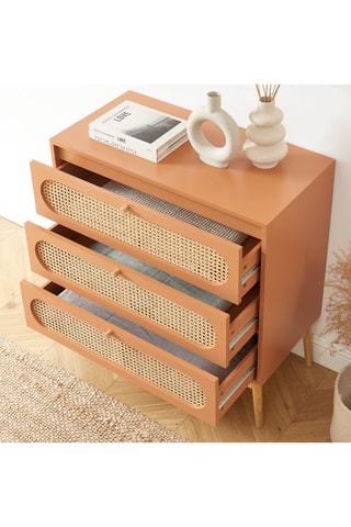 Commode 3 tiroirs Sixtine - Naturel et terracotta