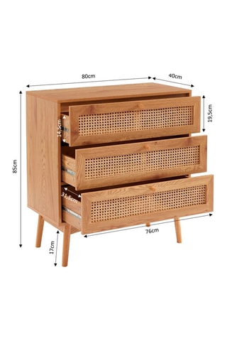 Commode 3 tiroirs Ines - 80 x 85 x 40 cm