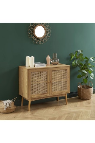 Buffet 2 portes Ines - Imitation chêne - 90 x 75 x 40 cm