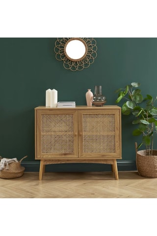 Buffet 2 portes Ines - Imitation chêne - 90 x 75 x 40 cm