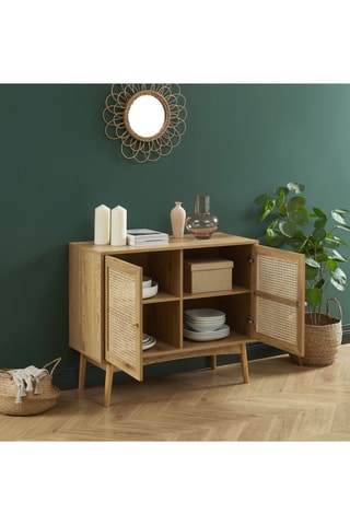 Buffet 2 portes Ines - Imitation chêne - 90 x 75 x 40 cm