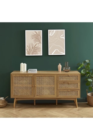 Buffet 2 portes Ines - Imitation chêne - 150 x 75 x 40 cm