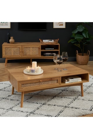 Table basse Inès - 
Imitation chêne et naturel