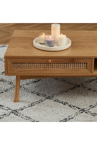 Table basse Inès - 
Imitation chêne et naturel