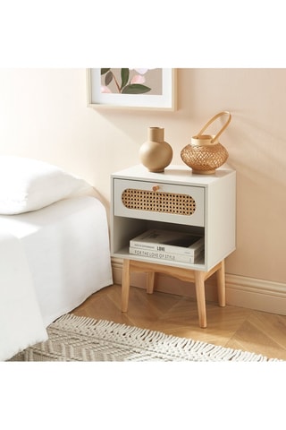 Table de chevet Sixtine - Blanc et naturel