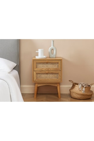 Table de chevet 2 tiroirs Ines - Effet chêne et naturel