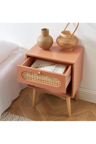 Table de chevet 1 tiroir Sixtine - Terracotta et naturel