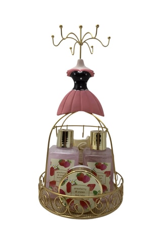 Coffret de bain fraise et crème - 5 produits