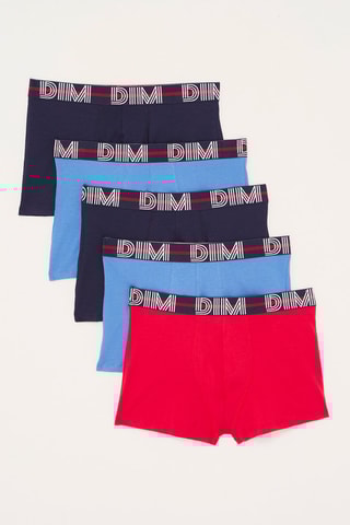 5 boxers Dim Powerful - Bleu, rouge et bleu marine