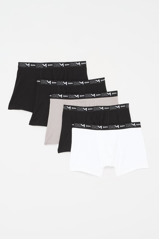5 boxers Coton Stretch - Blanc, gris et noir