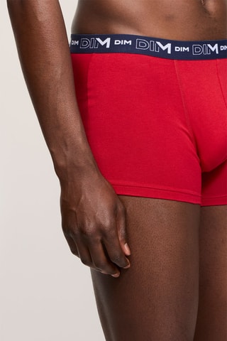 5 boxers Coton Stretch - Bleu marine, gris et rouge