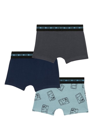3 boxers Fashion Coton Stretch - Bleu et gris