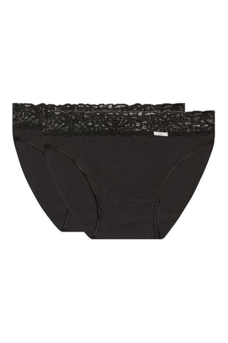 2 Slips Midi Taille Coton Féminine - Zwart