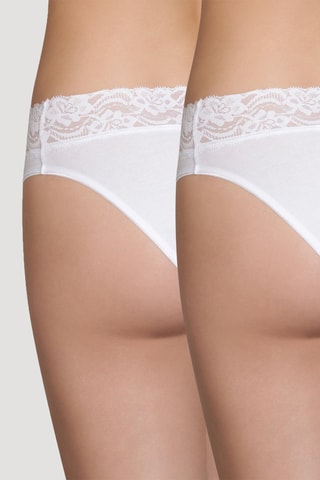 2 Slips Midi Taille Coton Féminine - Wit - Dim