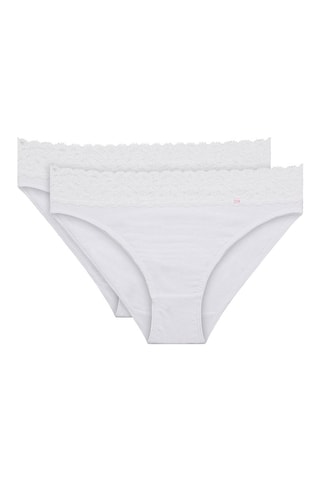 2 Slips Midi Taille Coton Féminine - Wit - Dim