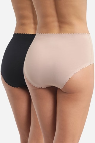 2 Slips Hoge Taille Body Touch Easy - Nude en Zwart