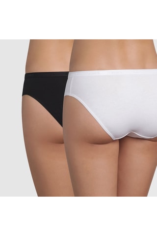 2 Bilogisch Katoenen Slips Midi Taille - Zwart en Wit 