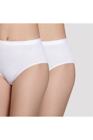 2 Biologisch Katoenen Slips Maxi Taille - Wit - Dim