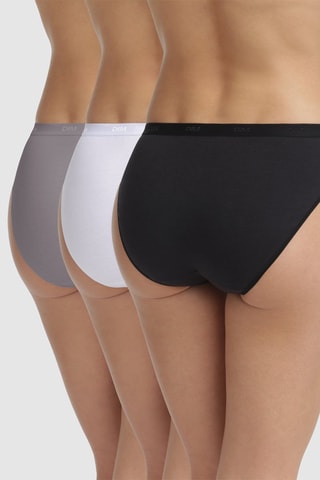 3 Slips Les Pockets Eco  Coton - Zwart, wit en grijs 