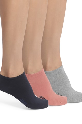 3 paires de socquettes Coton - Noir, gris et rose