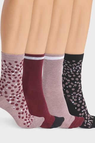 16 Paar Sokken EcoDim- Bordeauxrood en Roze