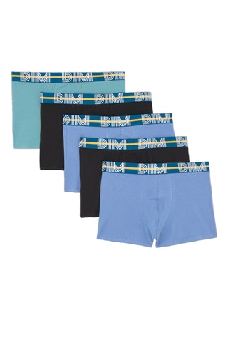 5 boxers Dim Powerful - Bleu, noir et vert d'eau