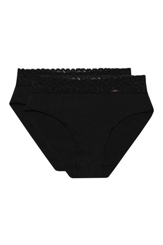 2 Slips Maxi Taille Coton Féminine - Zwart -