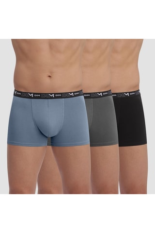 3 boxers Coton Stretch - Bleu, gris et noir 