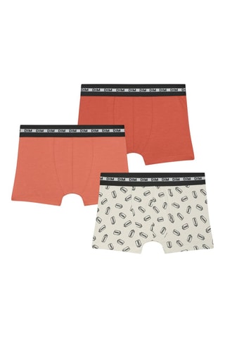 3 boxers Fashion Coton Stretch - Orange et blanc