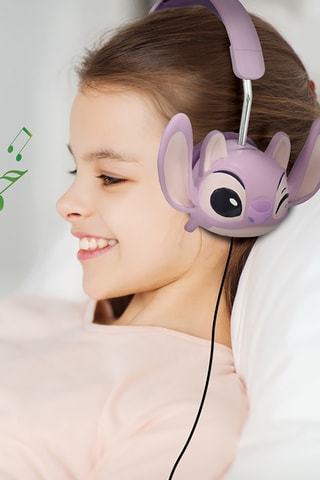 Casque stéréo filaire pliable avec limitation de volume d'écoute Angel Stitch Disney - Ciel - Dès 4 ans