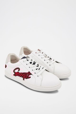 Sneakers en cuir Simone Sororite Embleme 
Blanc et beige