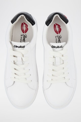 Sneakers en cuir Simone Petit Amour 
Blanc et noir