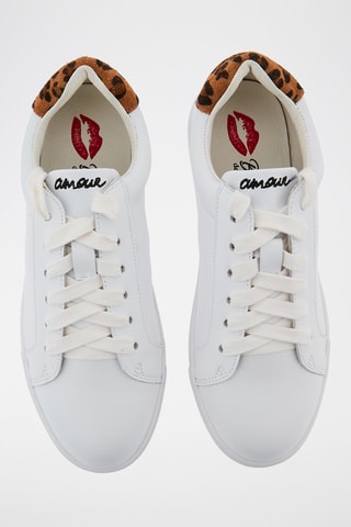 Sneakers en cuir Simone Petit Amour 
Blanc et marron