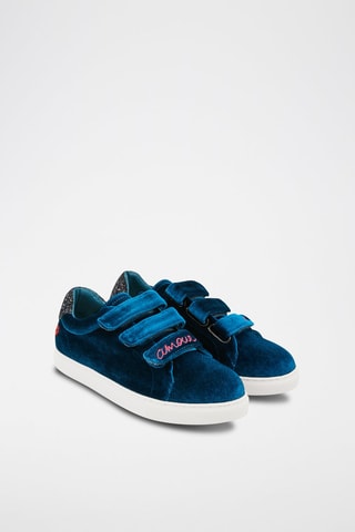 Sneakers Edith Velours Amour -
Bleu canard