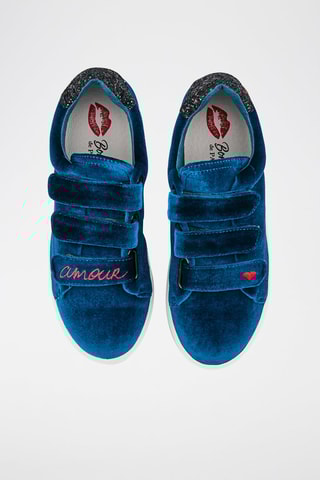 Sneakers Edith Velours Amour -
Bleu canard
